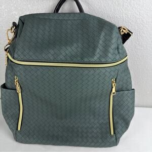 Woven Backpack Purse Teal for Women